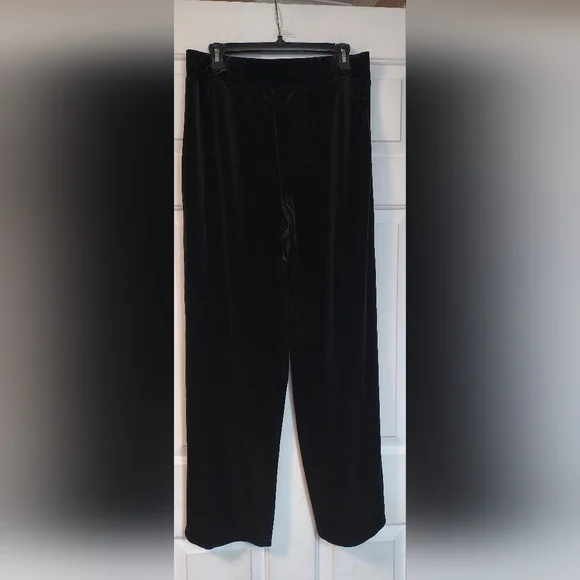 Susan Graver Black Velour Pants Medium - Picture 1 of 6